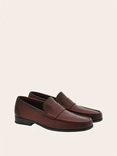 Ferragamo Logo-debossed Leather Loafers In Brown