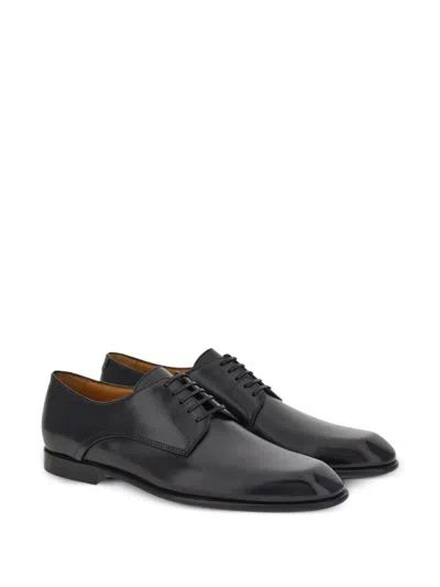 Ferragamo Lace-up Leather Derby Shoes In Black