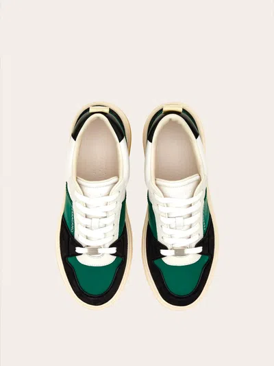 Shop Ferragamo Salvatore  Sneaker With Embossed Details Shoes In Green