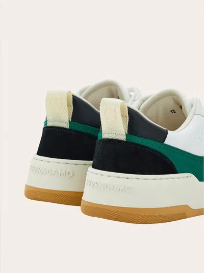 Ferragamo Gancini Low-top Sports Shoes With Outline In Green
