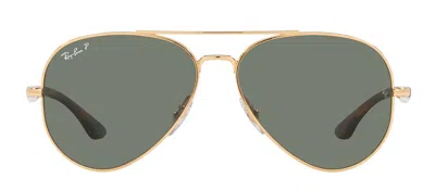 Shop Ray Ban 0rb3675 001/58 Aviator Polarized Sunglasses In Gold