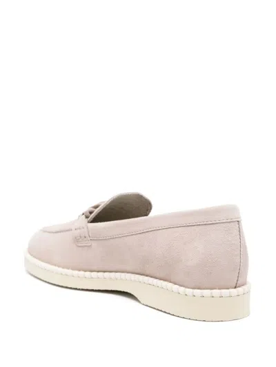 Shop Hogan Suede Moccasins Shoes In Nude & Neutrals