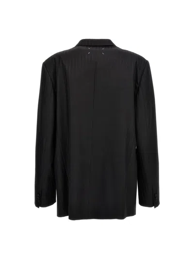 Shop Maison Margiela Striped Single Breast Blazer Jacket In Black