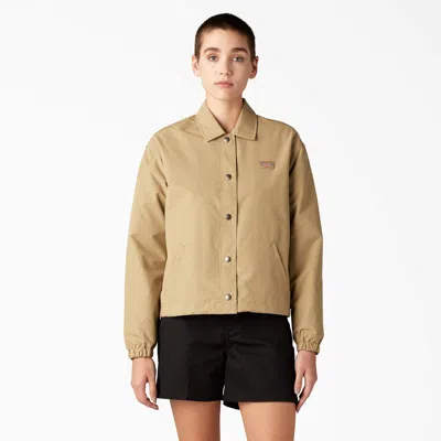 Shop Dickies Women's Oakport Cropped Coaches Jacket In Beige