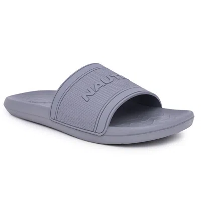 Shop Nautica Mens Logo Slide Sandal In Grey