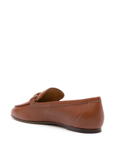 Shop Tod's Chain-link Loafers Shoes In Brown