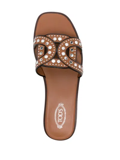Shop Tod's Kate Sliders Shoes In Brown