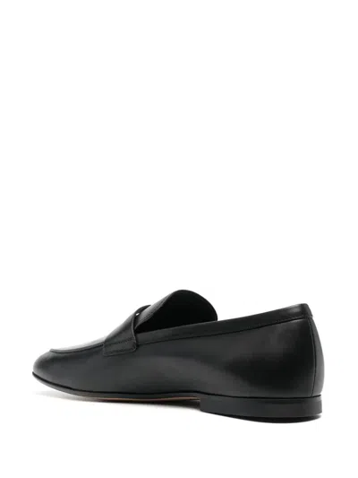 Shop Tod's Leather Loafer Shoes In Black