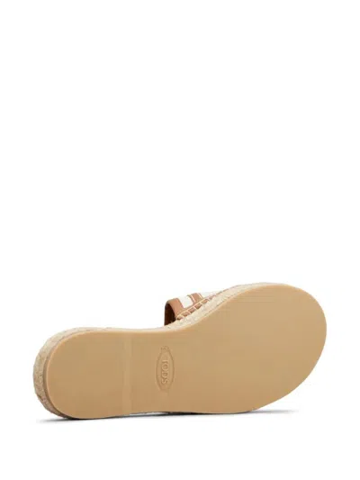 Shop Tod's Raffia Slippers Shoes In Brown