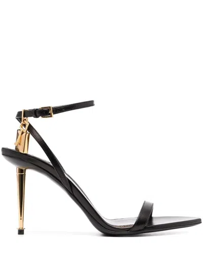 Shop Tom Ford Mid Heel Sandals Shoes In Black