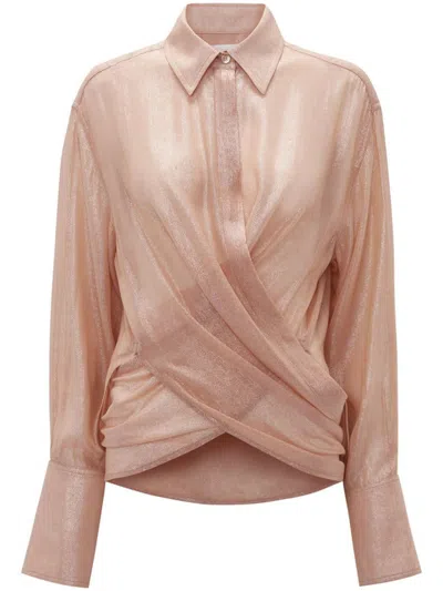 Shop Victoria Beckham Cross Blouse Clothing In Pink & Purple