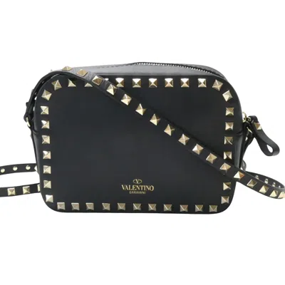 Shop Valentino Rockstud Leather Shoulder Bag () In Black
