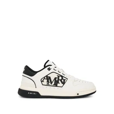 Amiri White Low Top Sneakers With Logo Patch On The Side And Contrasting Heel With Logo Lettering In Leath
