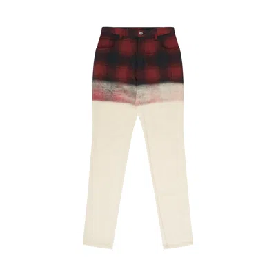 Maison Margiela Slim Fit Checkered Print Cotton Jeans