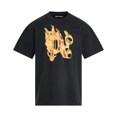 Shop Palm Angels Burning Monogram T-shirt