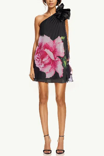 Shop One33 Social The Delia | Black Floral Printed One Shoulder Cocktail Dress