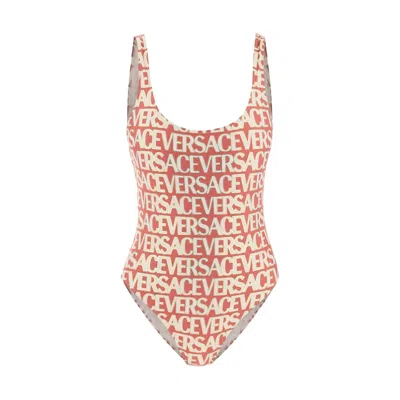Shop Versace One Piece Swimsuit In Red