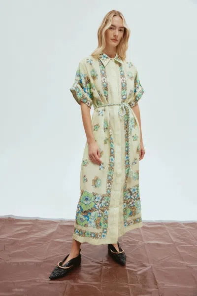 Shop Alemais Velma Shirtdress In Seafoam