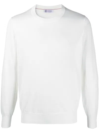 Shop Brunello Cucinelli Sweatshirt With Ribbed Edge In White