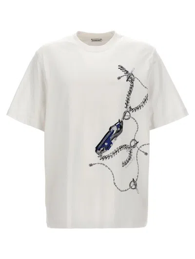 Shop Burberry 'knight' T-shirt In White