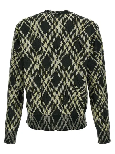 Shop Burberry Check Crinkled Sweater In Green