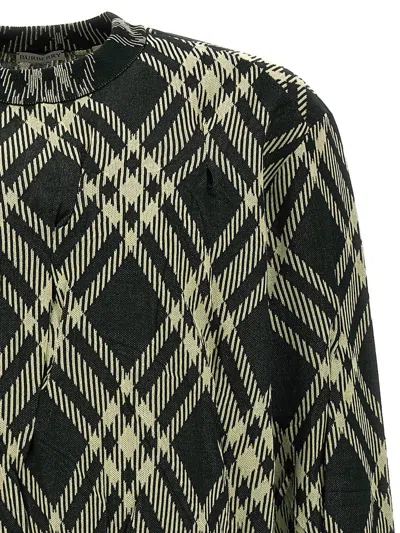 Shop Burberry Check Crinkled Sweater In Green
