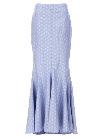 Shop Etro Printed Maxi Skirt In Blue