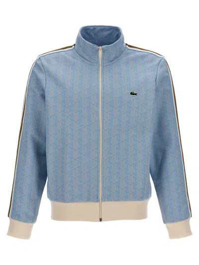 Shop Lacoste Jacquard Track Sweatshirt In Blue
