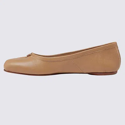 Shop Maison Margiela Nude Leather Tabi Ballerinas