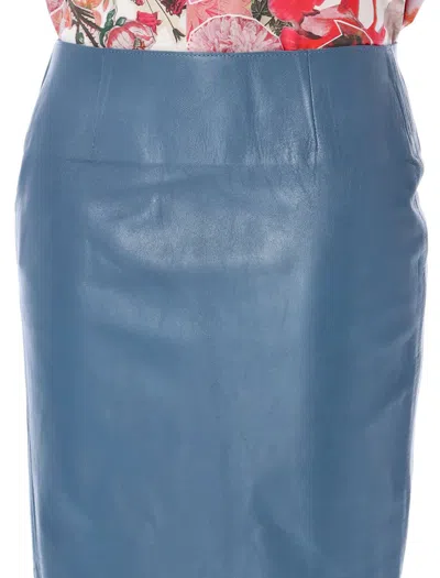 Shop Marni Shiny Leather Pencil Skirt In Opal