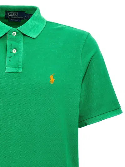 Shop Polo Ralph Lauren Logo Embroidery Polo Shirt In Green