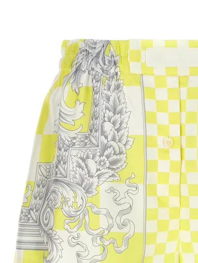 Shop Versace 'medusa Contrasto' Shorts In Yellow