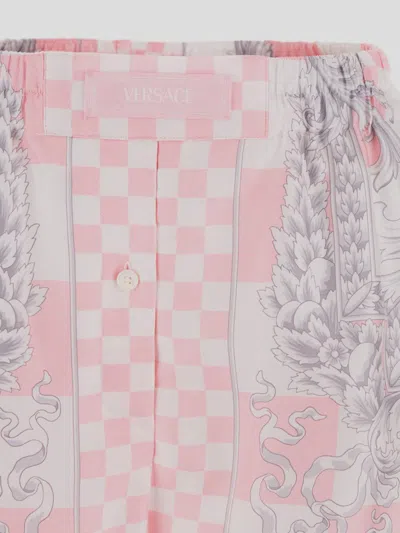 Shop Versace Shorts In Pinkbiancosilver