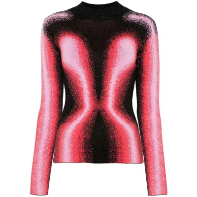 Y/project Pink Gradient-jacquard Sweater In Pink/black