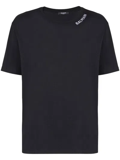 Shop Balmain T-shirt With Logo In Nero E Bianco