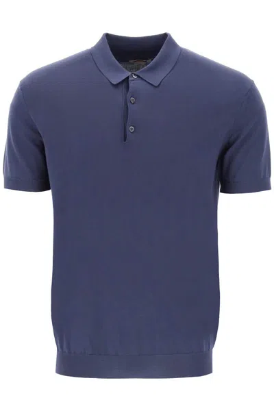Shop Baracuta Cotton Knit Polo Shirt In Blue