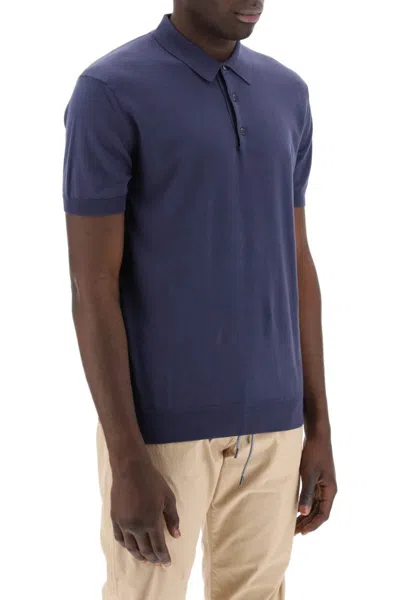 Shop Baracuta Cotton Knit Polo Shirt In Blue