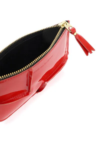 Shop Comme Des Garçons Comme Des Garcons Wallet Zip Around Patent Leather Wallet With Zipper In Red