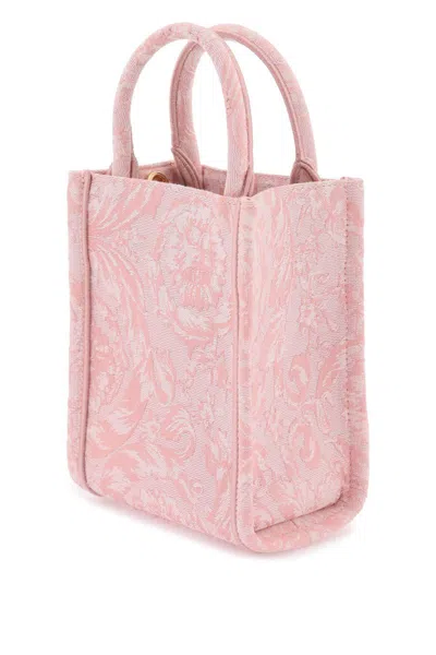 Shop Versace Athena Barocco Mini Tote Bag In Pink
