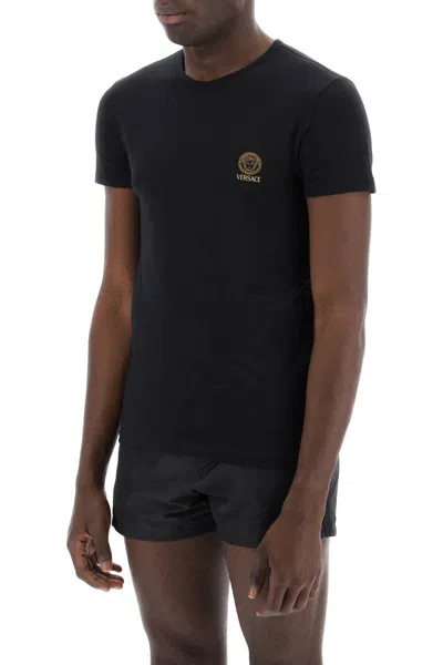Shop Versace Medusa Underwear T-shirt Bi-pack In Black