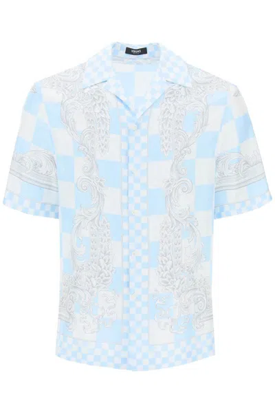 Shop Versace Printed Silk Bowling Shirt In Eight In Multicolor