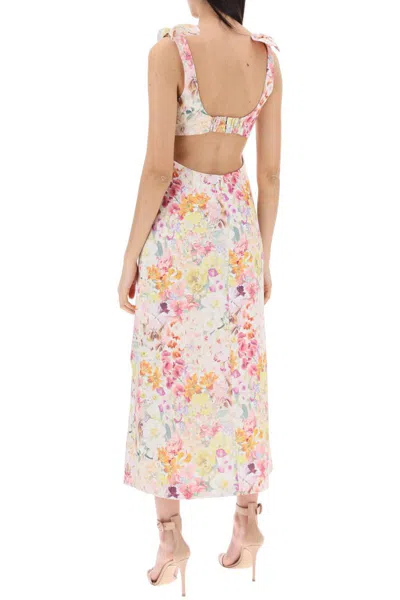 Shop Zimmermann Harmony Floral Midi Dress In Multicolor