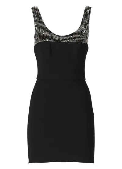 Shop Elisabetta Franchi Embellished Sleeveless Mini Dress In Black