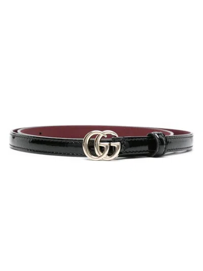Shop Gucci Black Gg Marmont Thin Leather Belt