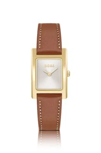Shop Hugo Boss Leather-strap Watch With Brushed Silver-white Dial Women's Watches In Assorted-pre-pack