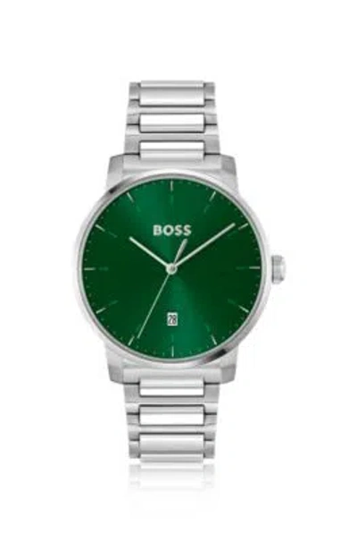 Shop Hugo Boss H-link-bracelet Watch With Green Dial Men's Watches In Assorted-pre-pack