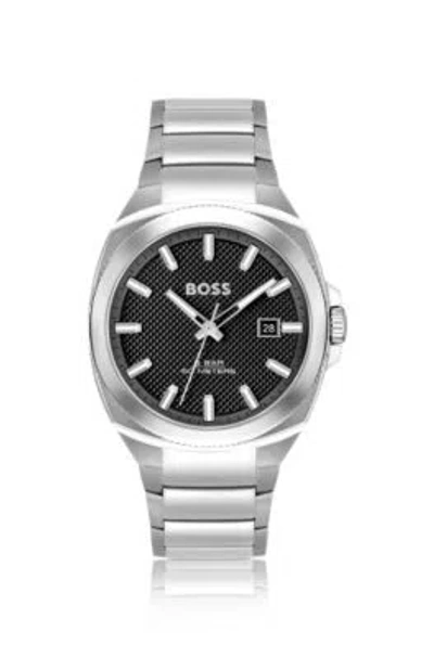 Shop Hugo Boss Link-bracelet Watch With Guilloch Black Dial Men's Watches In Assorted-pre-pack