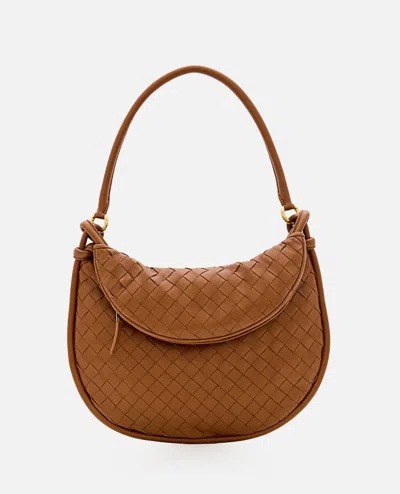 Shop Bottega Veneta Medium Gemelli Leather Shoulder Bag In Brown