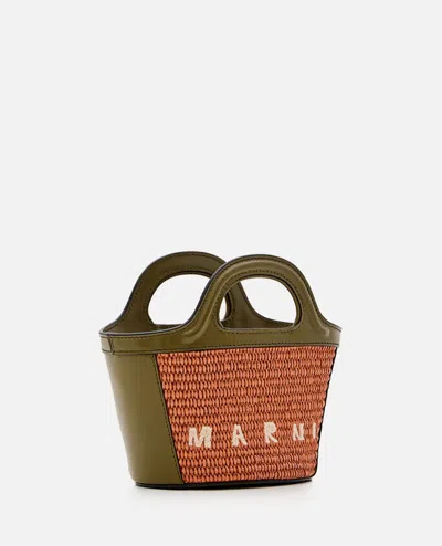 Shop Marni Micro Tropicalia Raffia Bag In Brown