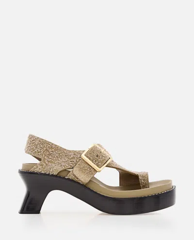 Loewe Khaki Open Toe Sandals In Green